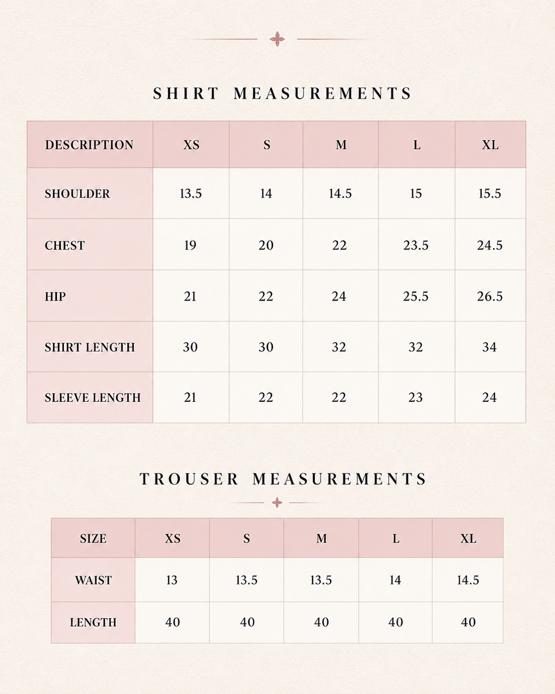 Size chart