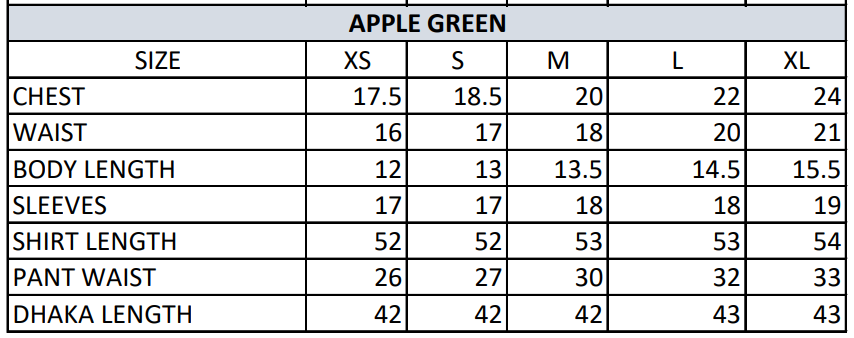 Size chart