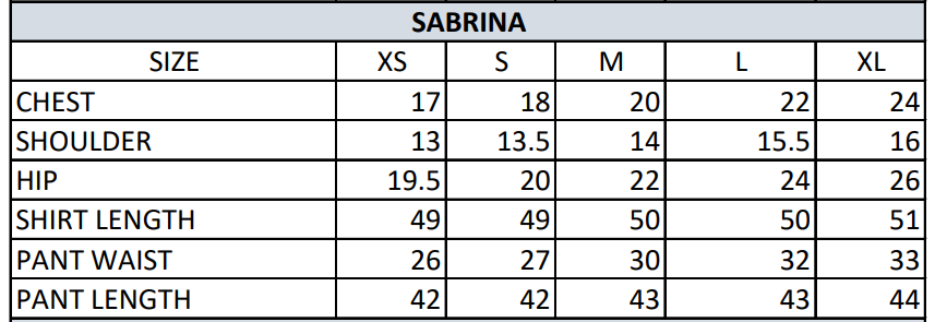 Size chart