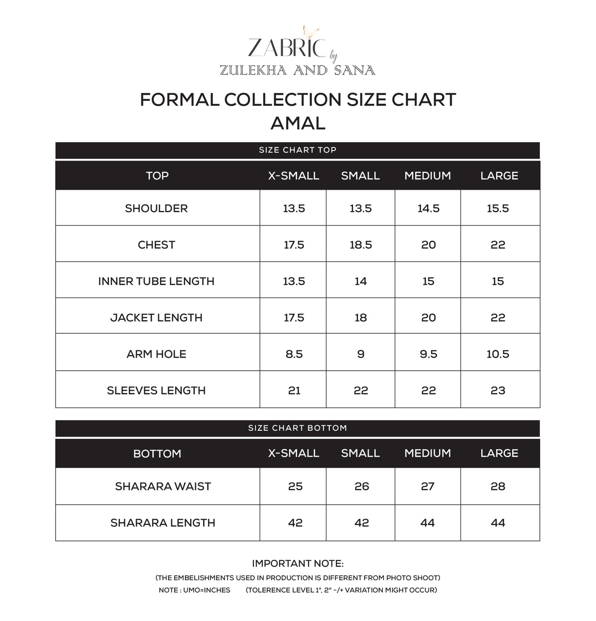 Size chart