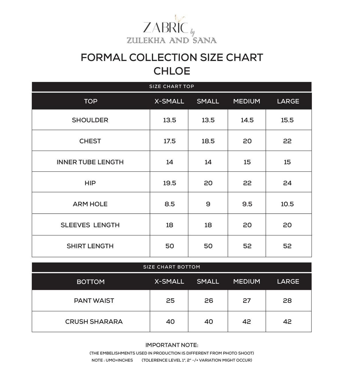 Size chart