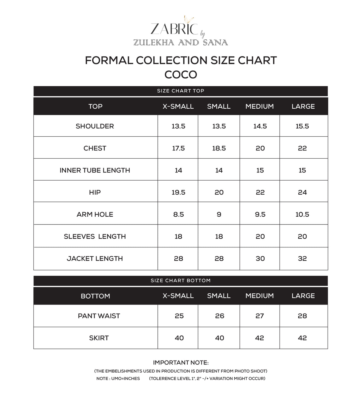 Size chart