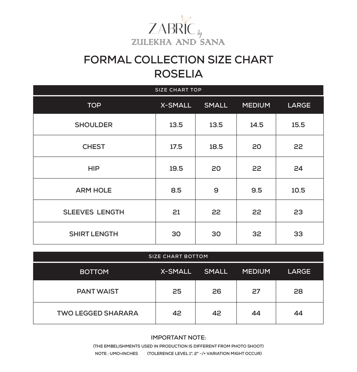 Size chart