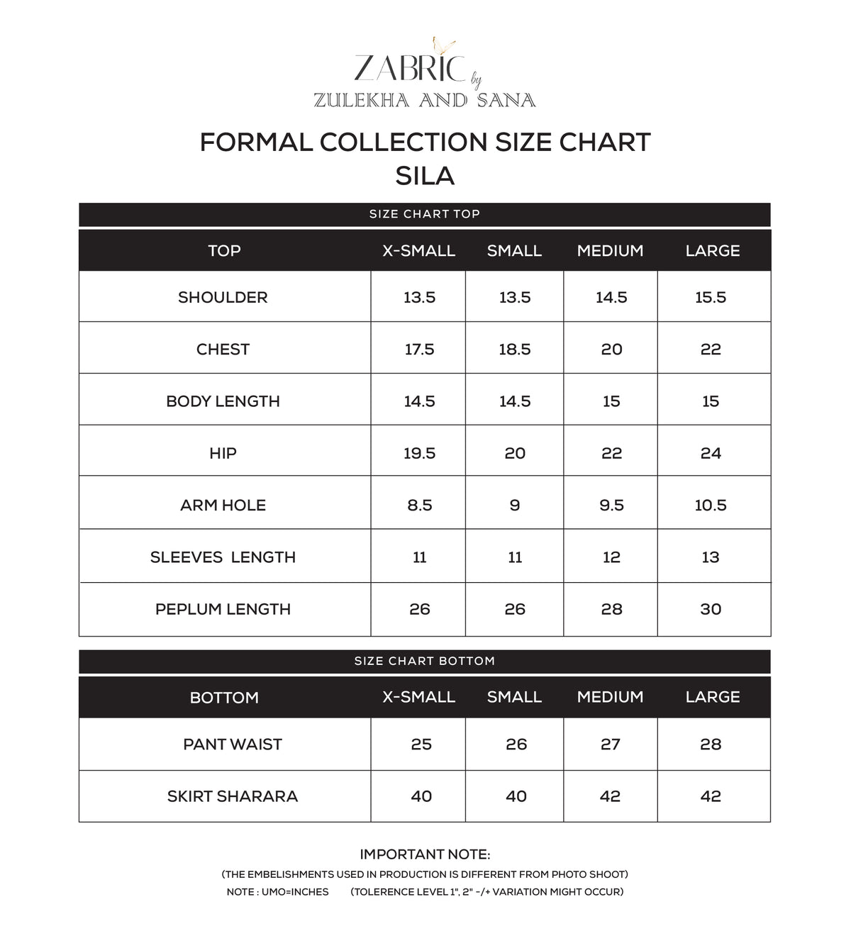 Size chart
