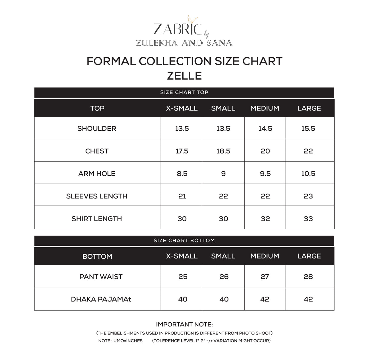 Size chart